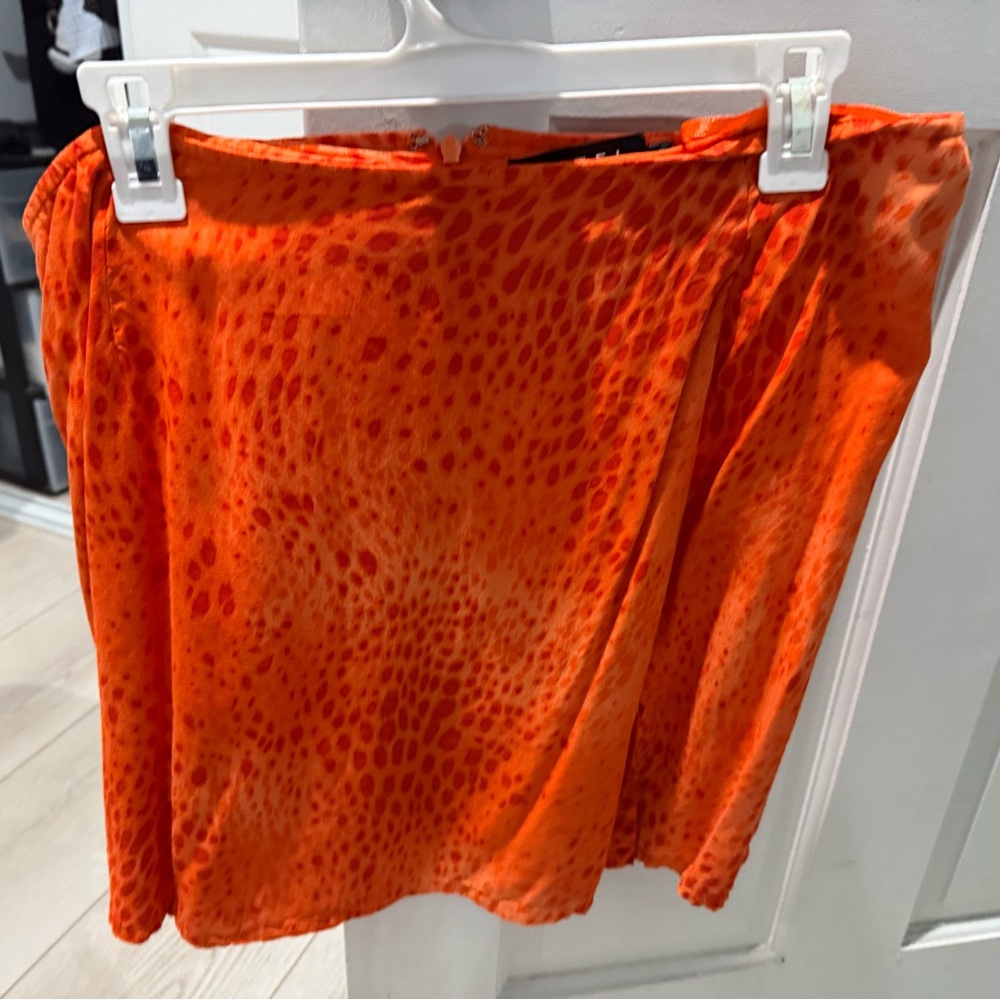 Vibrant Orange Animal Print Mini Skirt